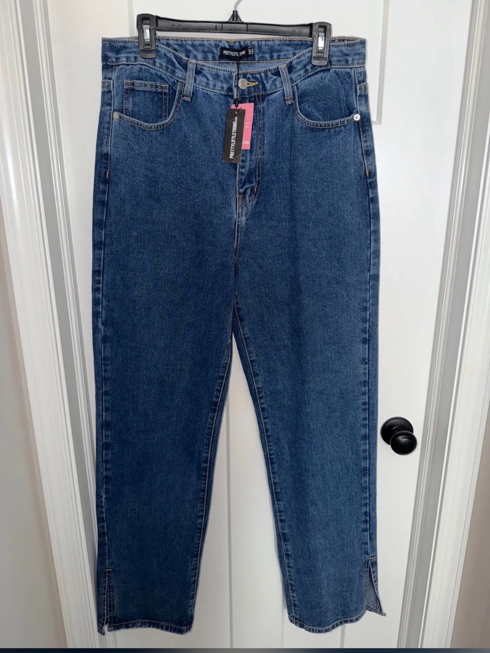 PrettyLittleThing Dark Blue High-Rise Straight Leg Jeans